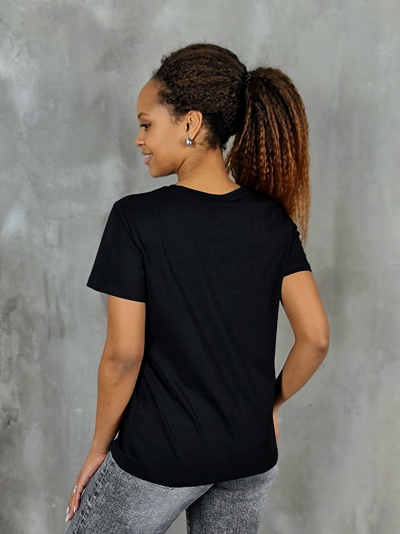 Футболка Monte Cervino с большой бабочкой из страз чёрная, фотография №2