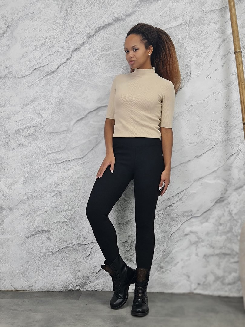 Легинсы Gondola Blu в рубчик с теплым подкладом черные, фотография №2