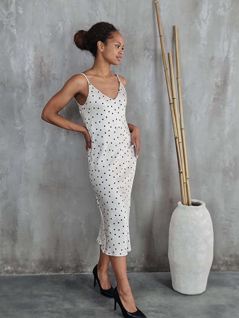 Сарафан Vicolo в черный горошек молочный, фотография №4