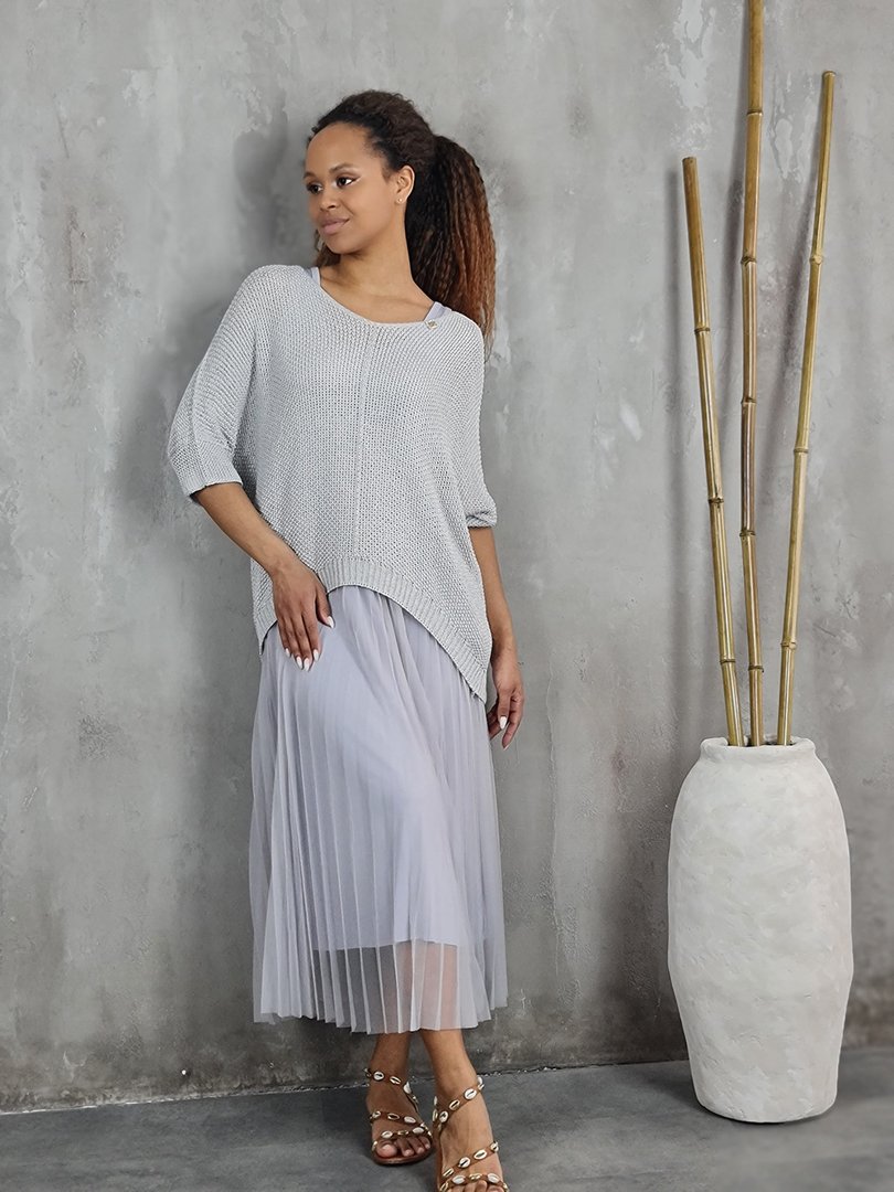 Платье Roberta Biagi джемпер с юбкой плиссе серое, фотография №2