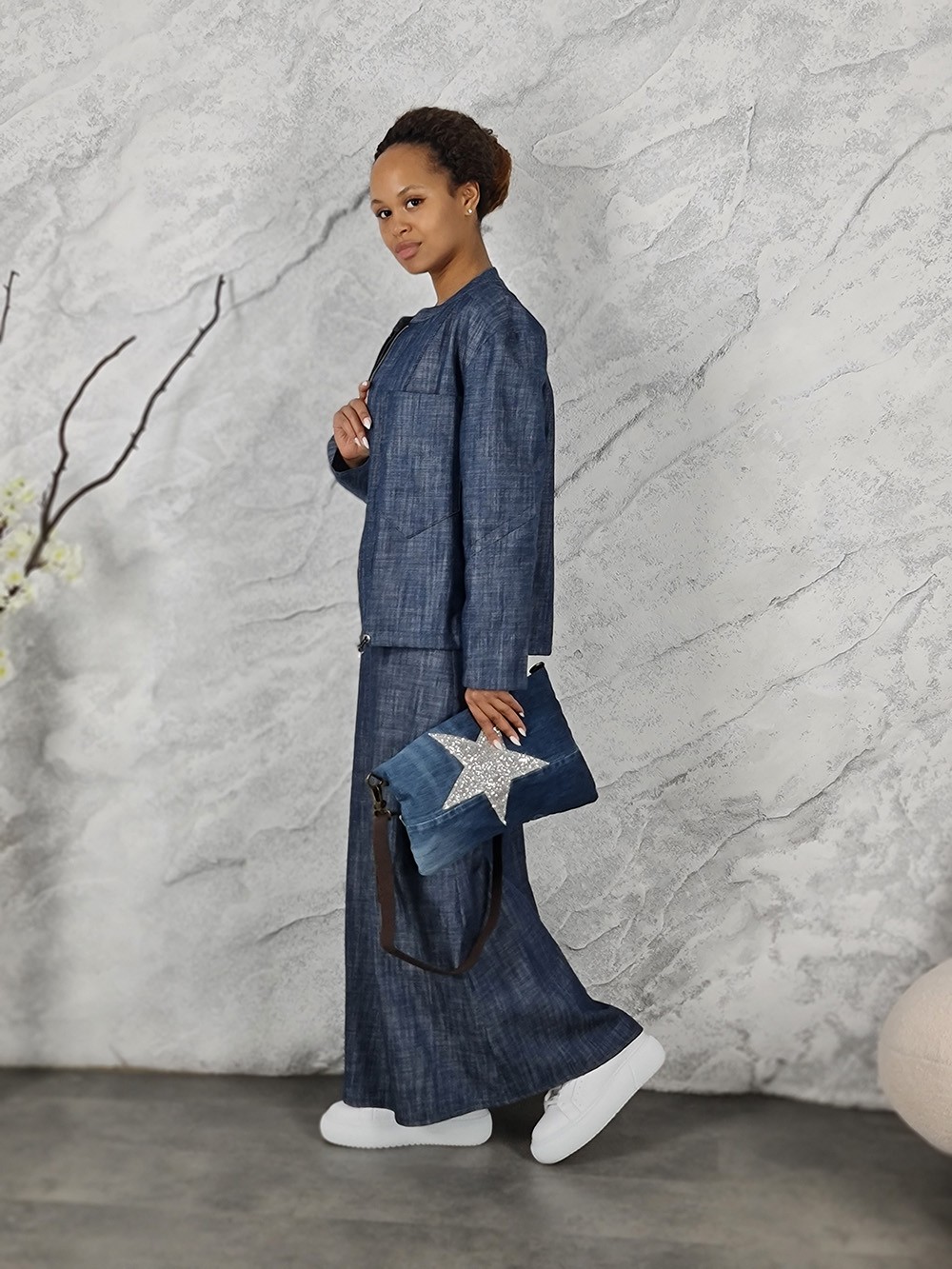 Костюм CLOTHÉ бомбер и юбка синий, фотография №3