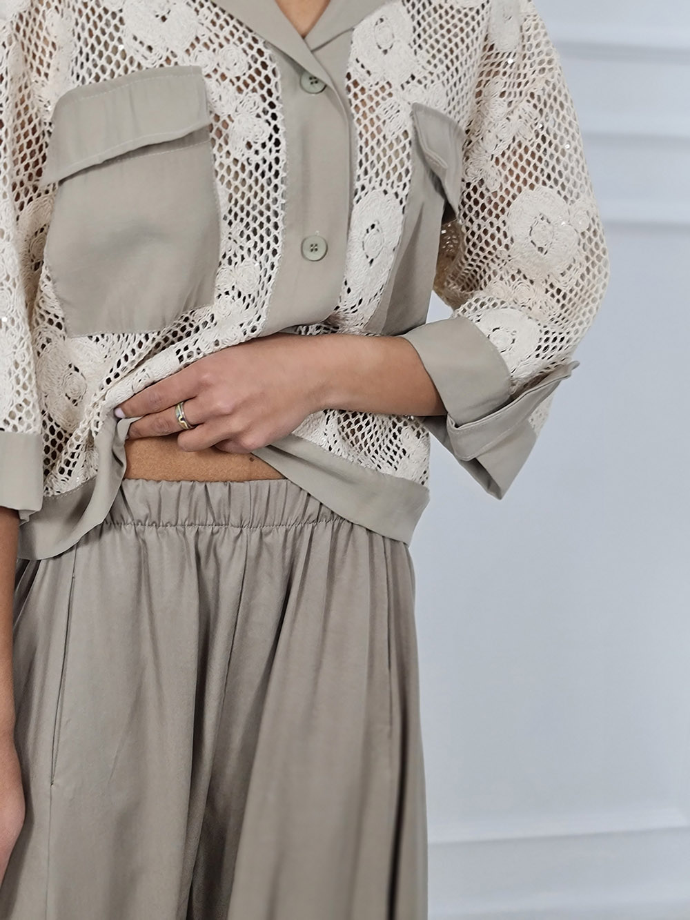 Брюки MIHOs тонкие багги оливка, фотография №3