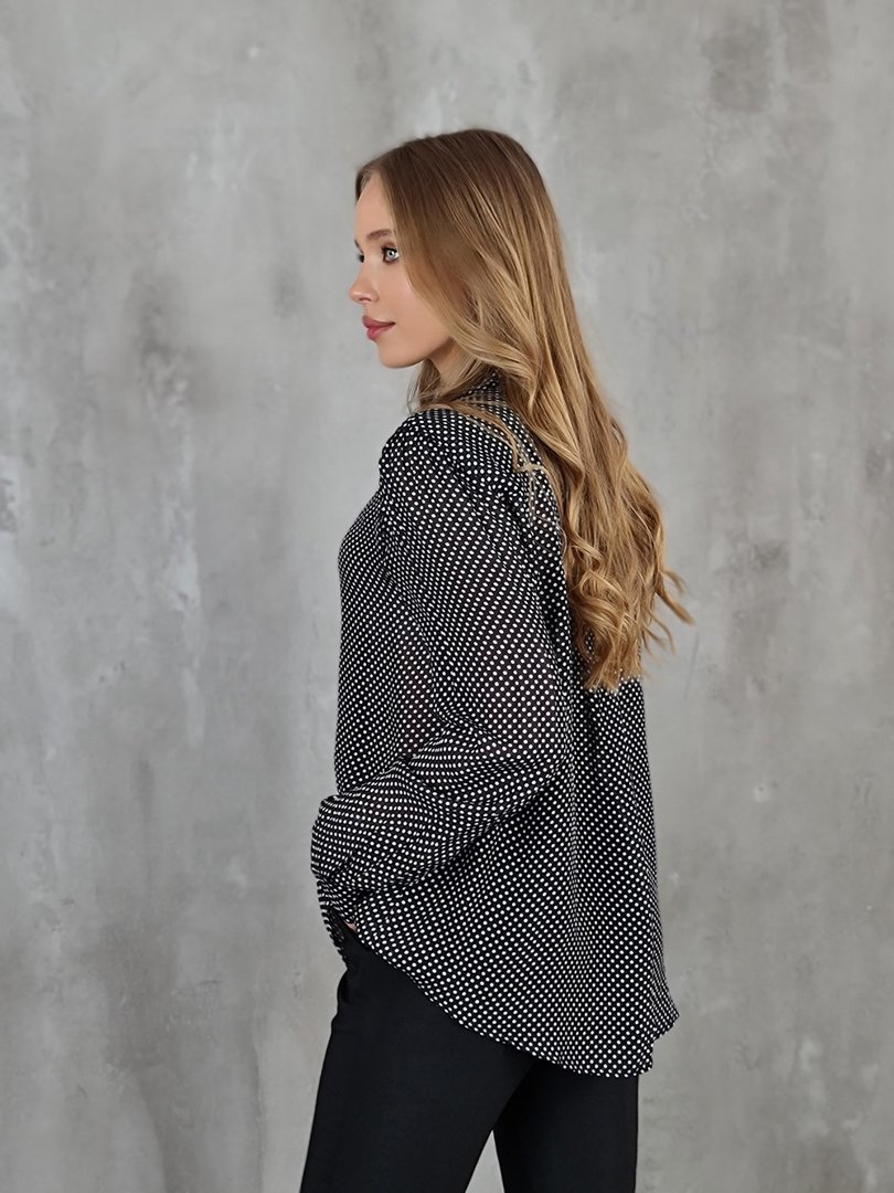 Рубашка Imperial в белый мелкий горошек черная , фотография №4