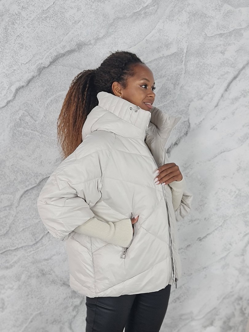 Куртка Monte Cervino с трикотажными рукавами в большой ромбик белая, фотография №3