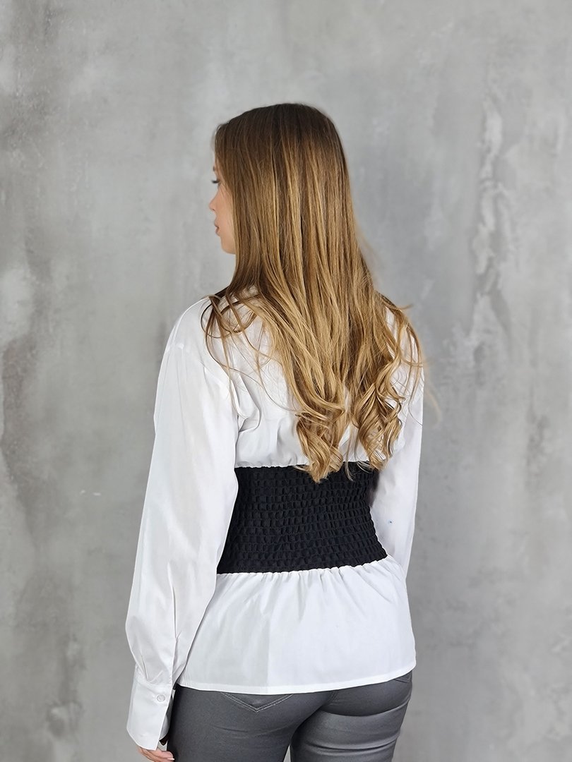 Рубашка MIHO'S классическая с корсетом чёрая/белая, фотография №3