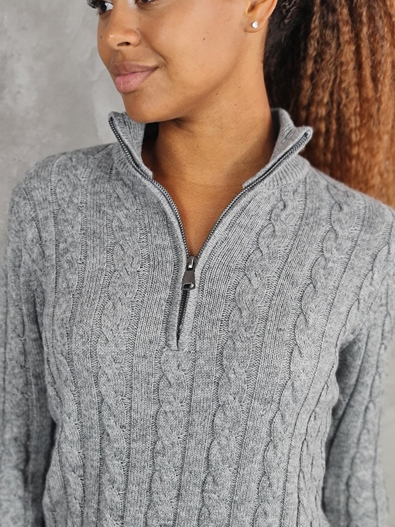 Джемпер Lara с высоким воротником с молнией серый, фотография №4