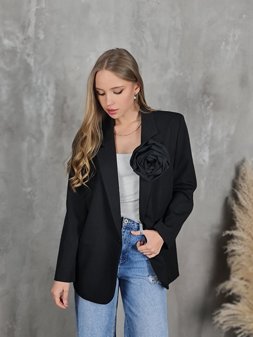 Пиджак Vicolo с брошью розой чёрный, фотография №3