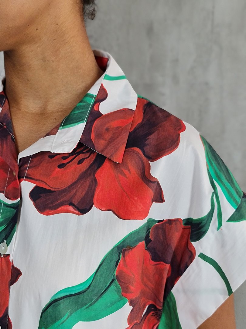 Платье STAR с красными цветами белое, фотография №5