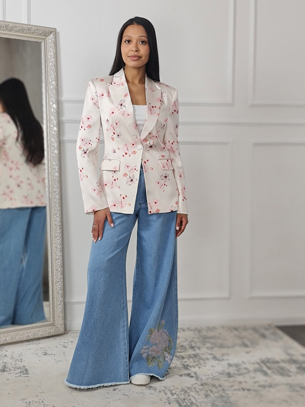 Пиджак Imperial с принтом "цветы" молочный, фотография №2