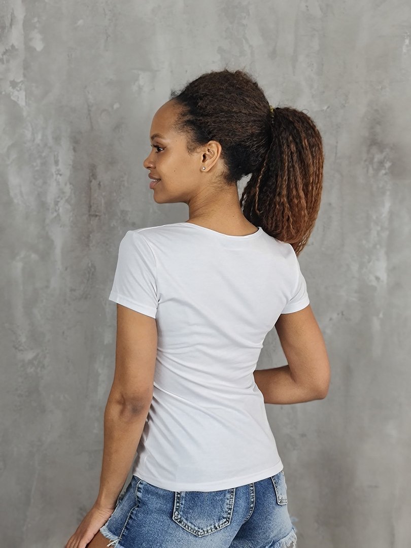 Футболка Roberta Biagi с V-образным вырезом белая, фотография №2