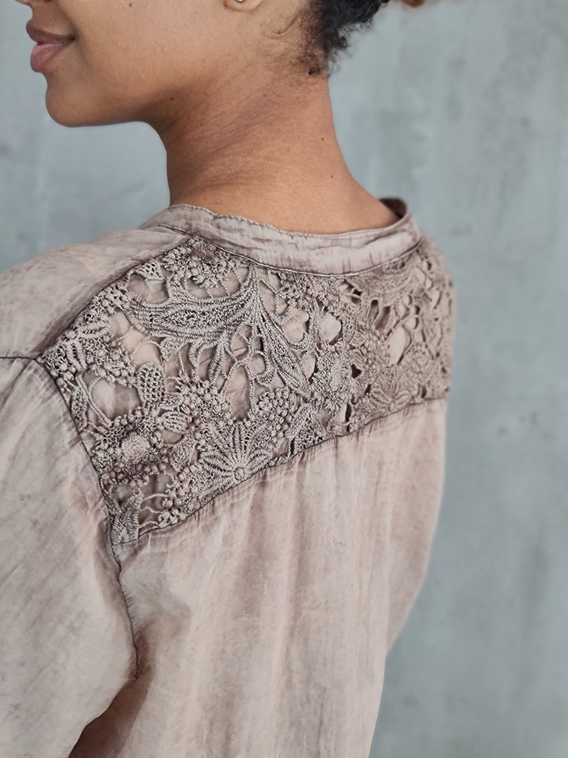 Рубашка STAR с кружевом на спине коричневая, фотография №4