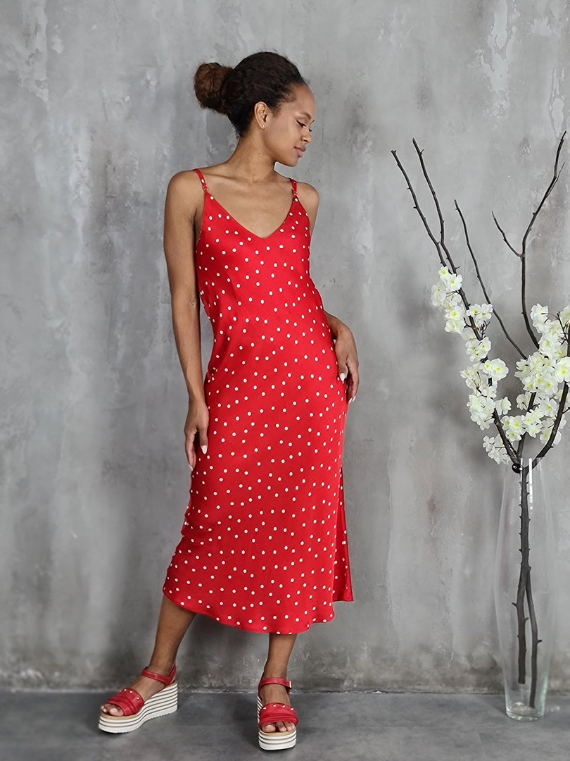Сарафан Vicolo в белый горошек красный, фотография №2
