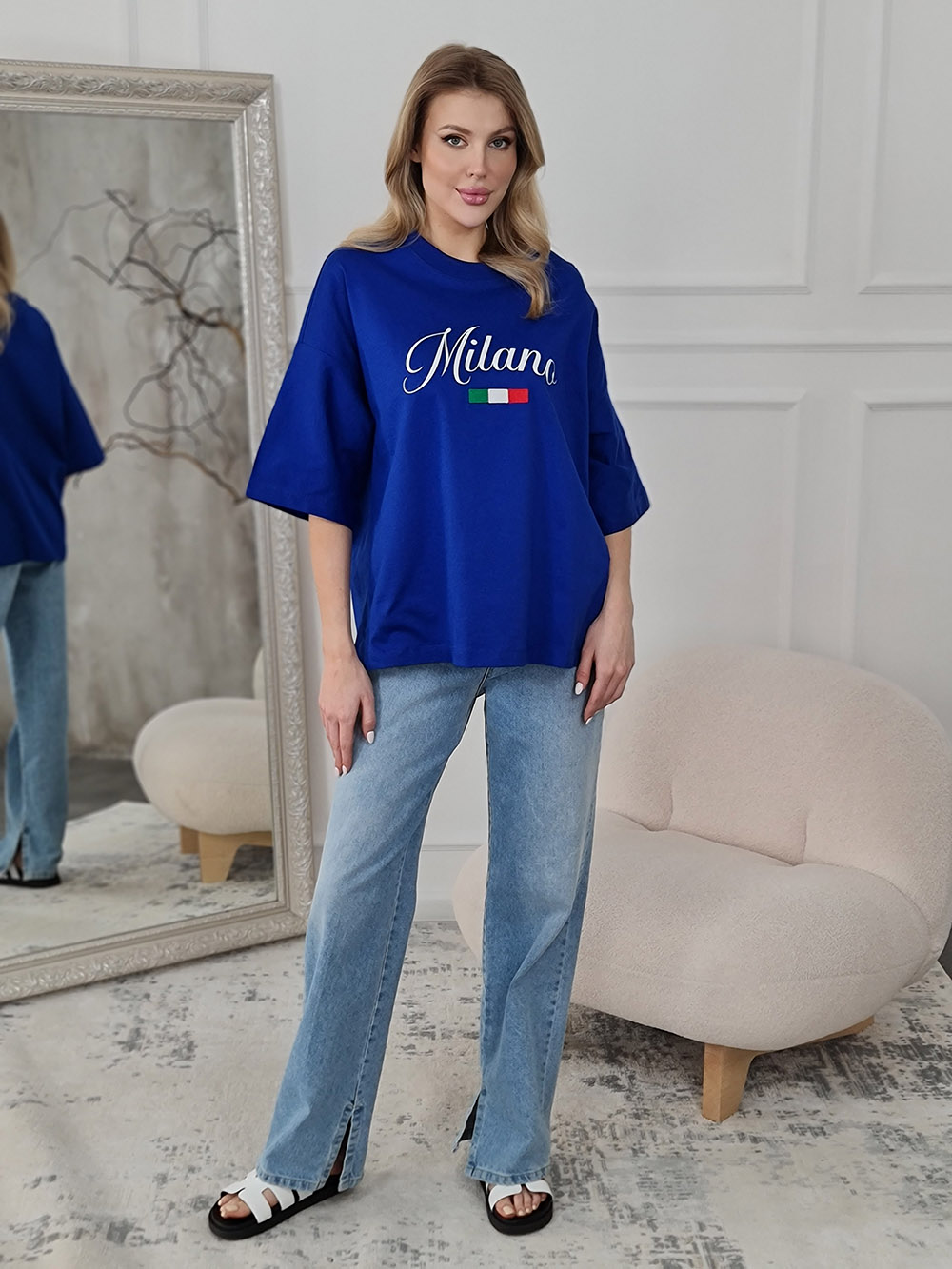 Футболка Barbara Alvisi "MILANO" синяя, фотография №2