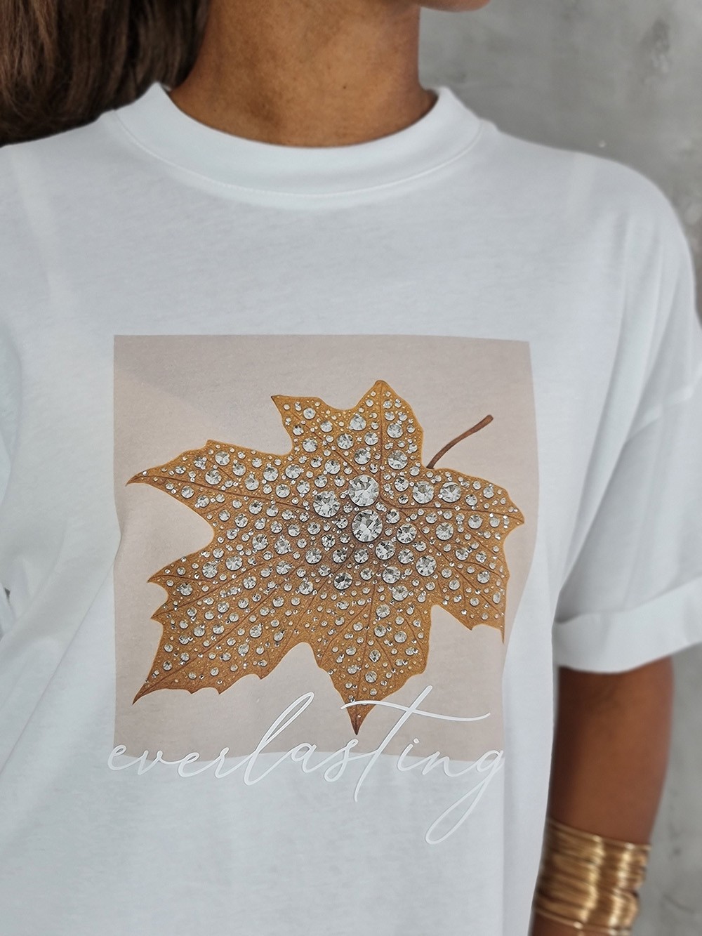 Футболка Imperial оранжевый принт кленовый лист белая, фотография №2