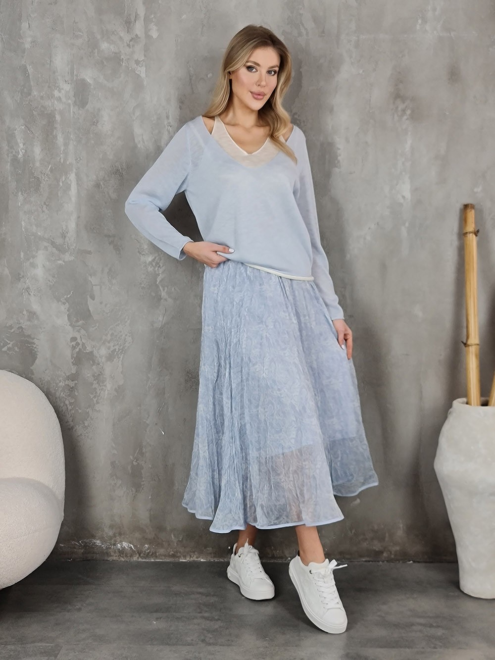 Юбка Mitica&Co.  с огурцами голубая, фотография №2