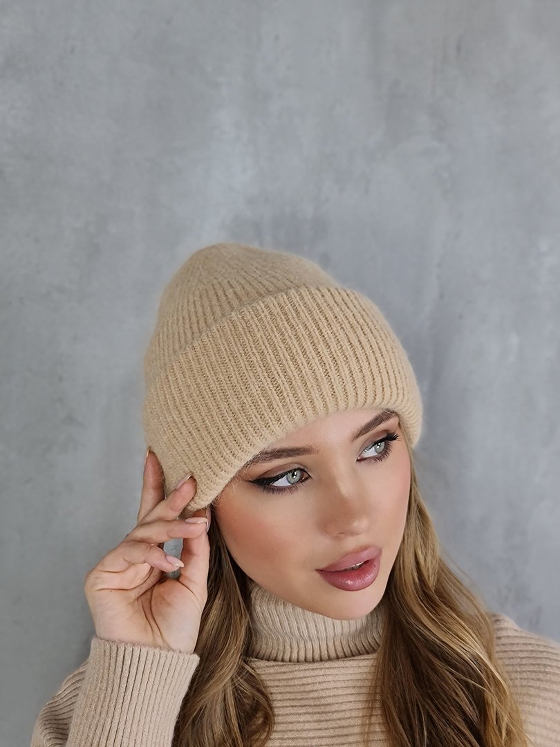 Шапка Katier с подворотом карамель, фотография №3