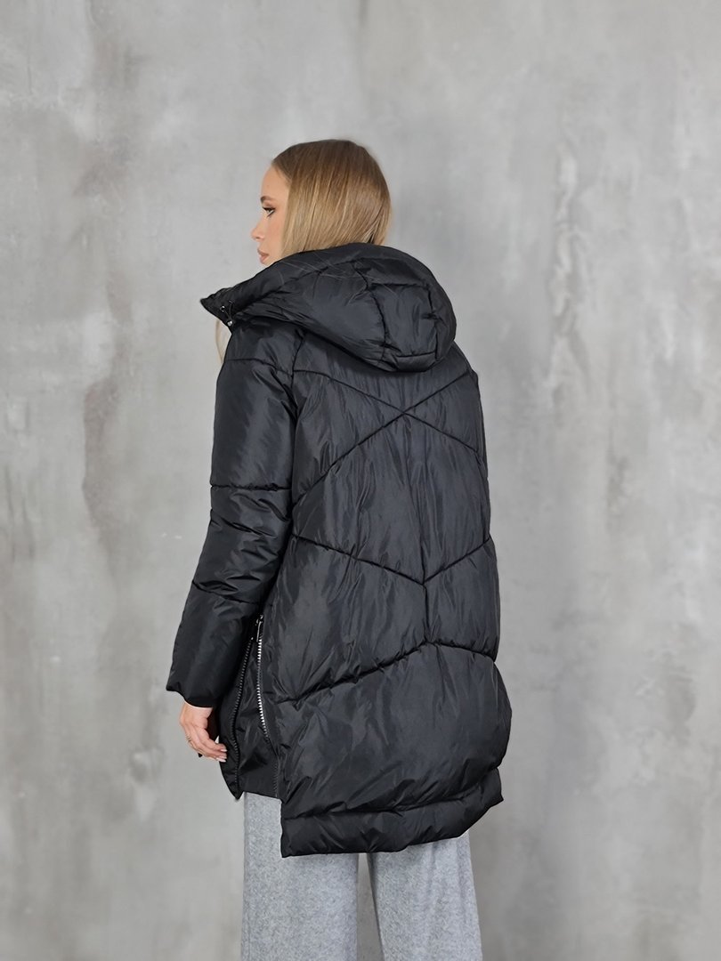 Куртка Please с капюшоном и молниями по бокам чёрная , фотография №2