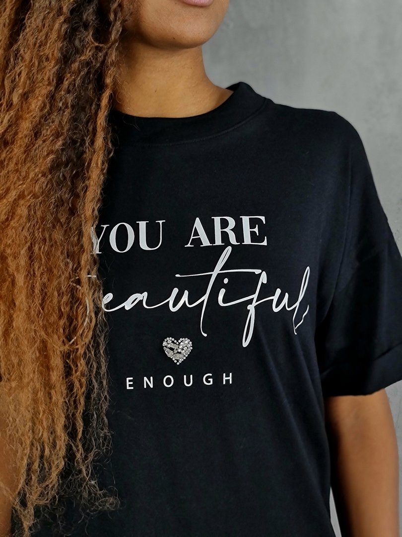 Футболка Imperial с надписью "You are beautiful" чёрная, фотография №2