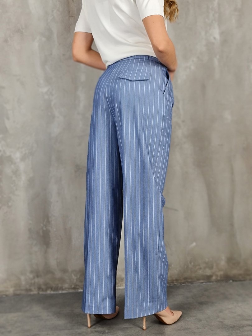Брюки Imperial палаццо в полоску голубые, фотография №4