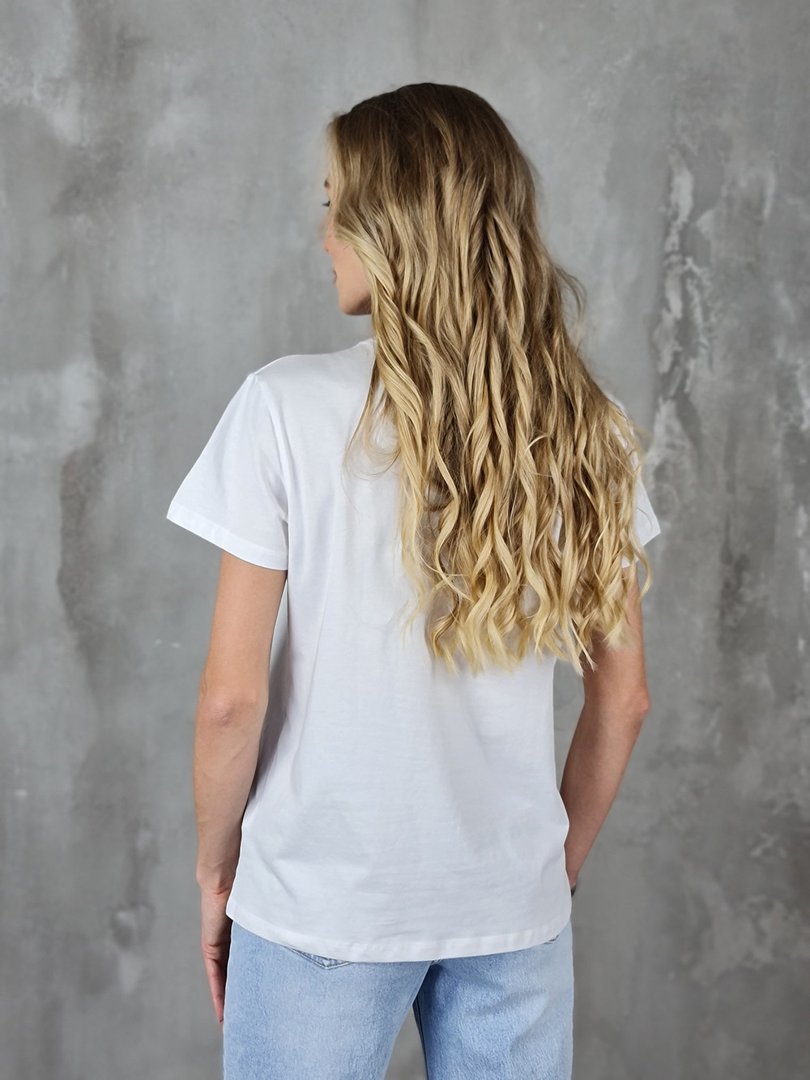 Футболка Miss Kiss с принтом розовой бабочки белая, фотография №6