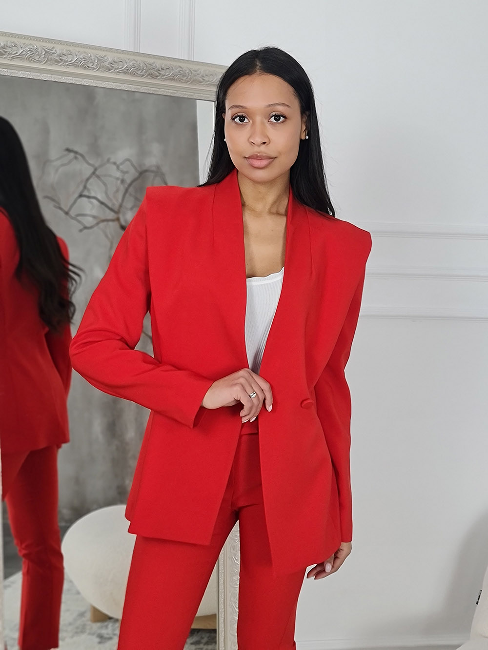 Пиджак Imperial приталенный на одной пуговице красный , фотография №1