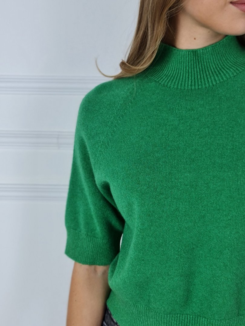 Джемпер J&J Couture укороченный с рукавом до локтя зелёный, фотография №4