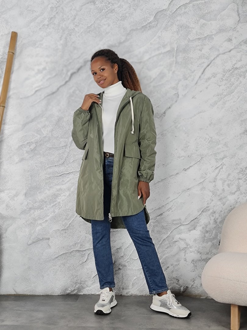 Ветровка Please удлиненная хаки, фотография №2