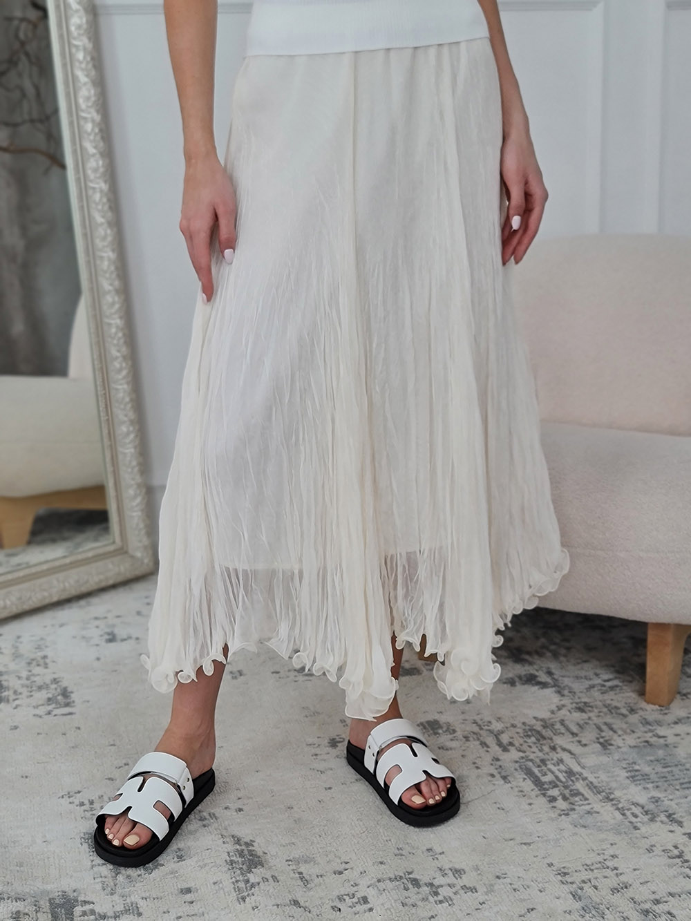 Юбка Mitica&co макси с рюшами молочная, фотография №1