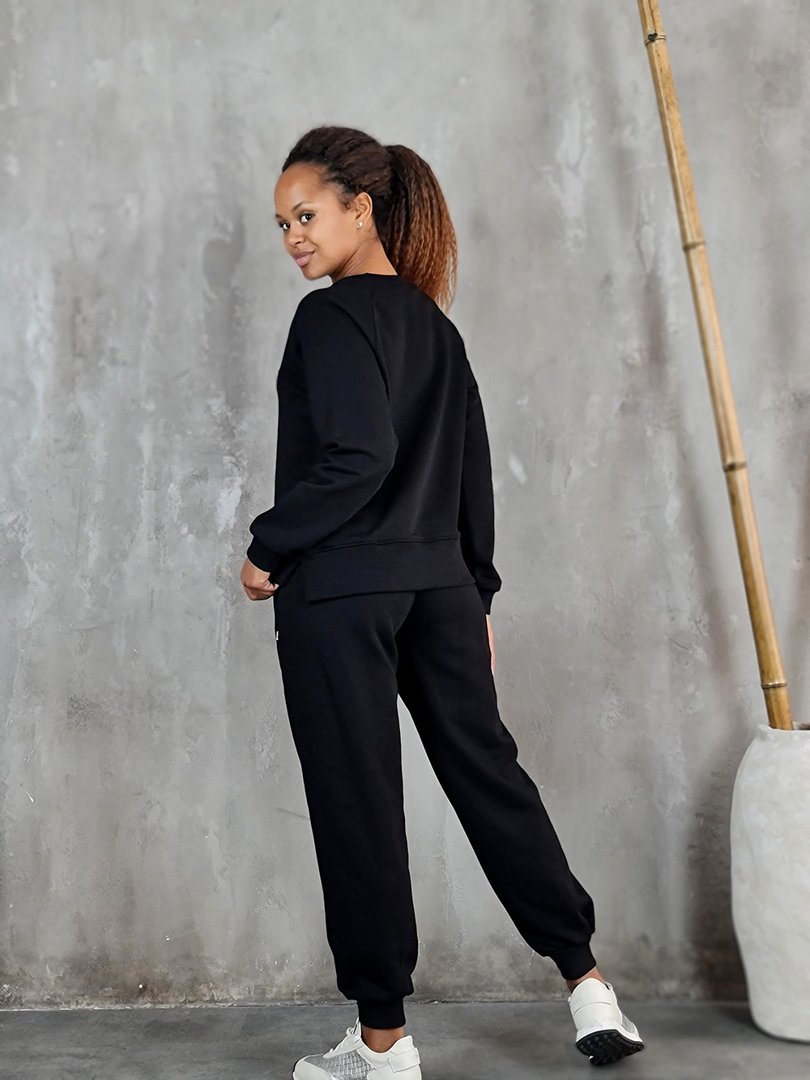 Костюм PLEASE худи с брюками на резинке черный, фотография №3