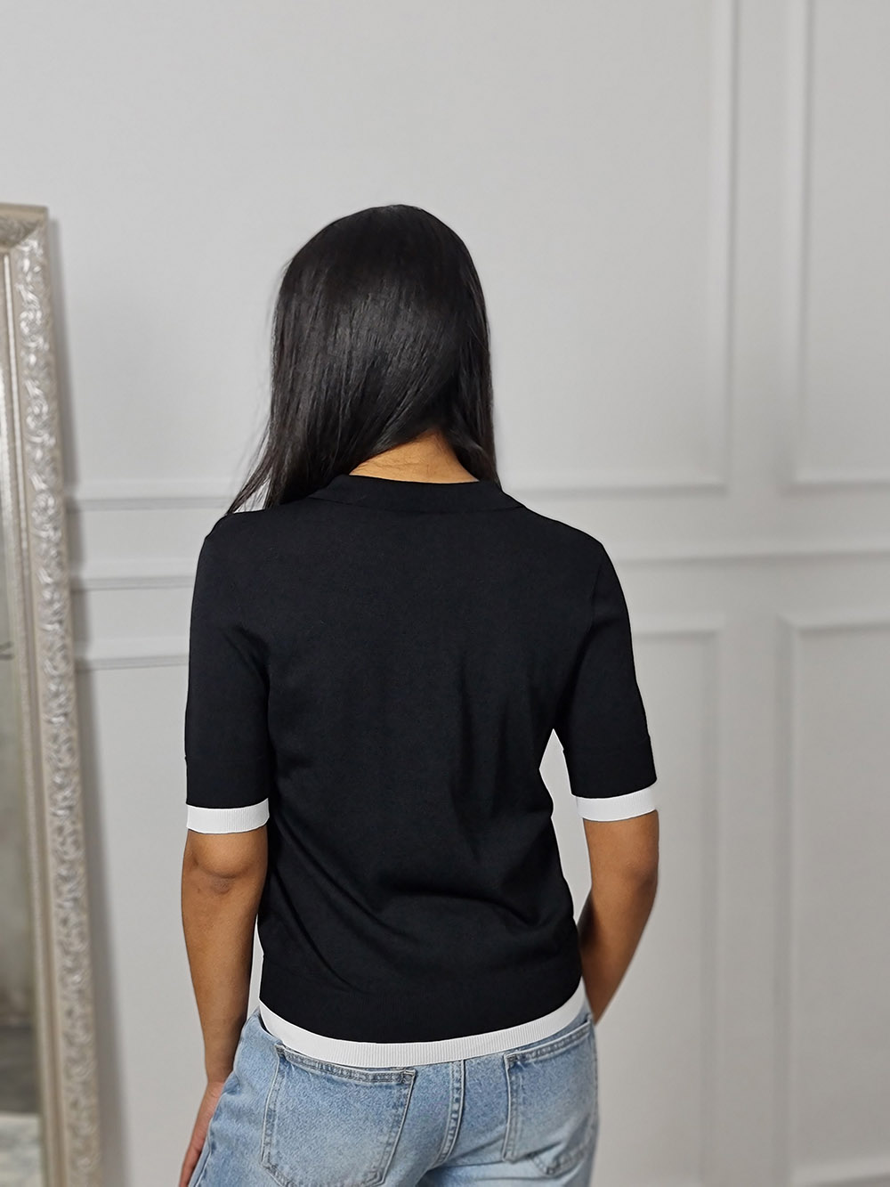 Поло Imperial с белой окантовкой черное, фотография №2