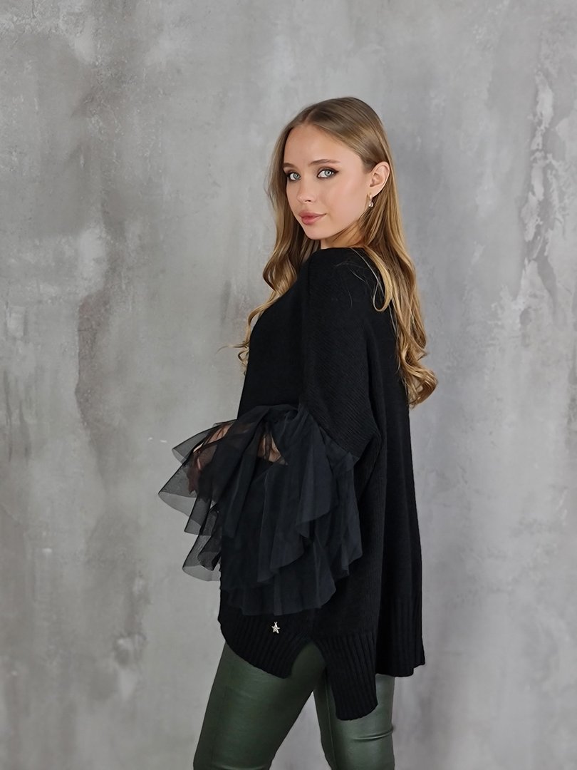 Джемпер Souvenir с сетчатыми рукавами чёрный, фотография №3