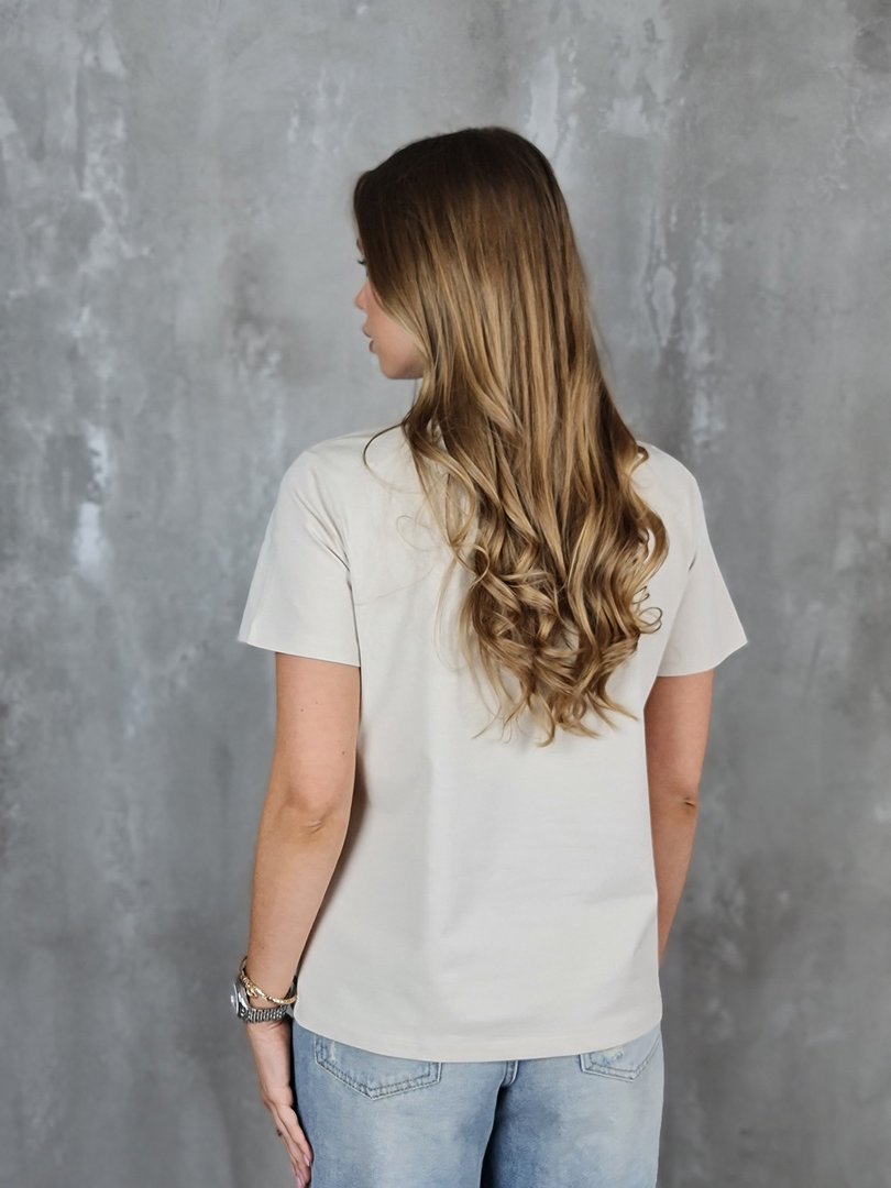 Футболка li.fe style с золотой надписью LOVE бежевая, фотография №3