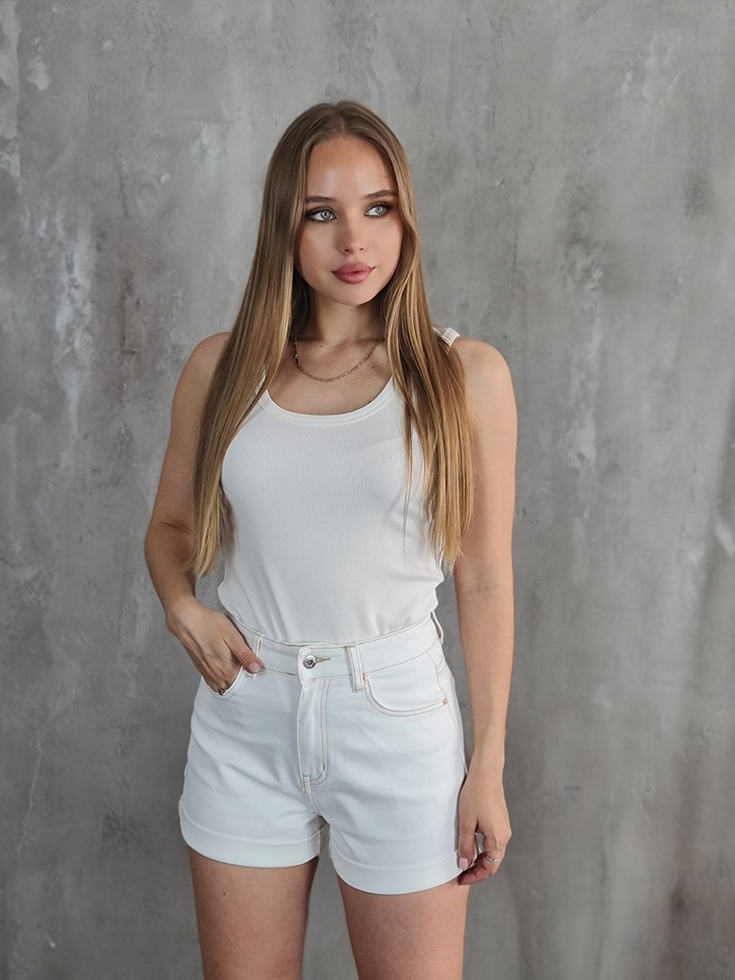 Шорты MissBonBon с контрастной строчкой белые, фотография №2