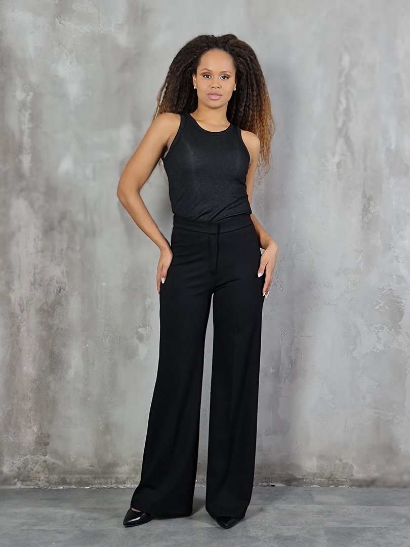 Брюки Imperial палаццо с карманами черные, фотография №2