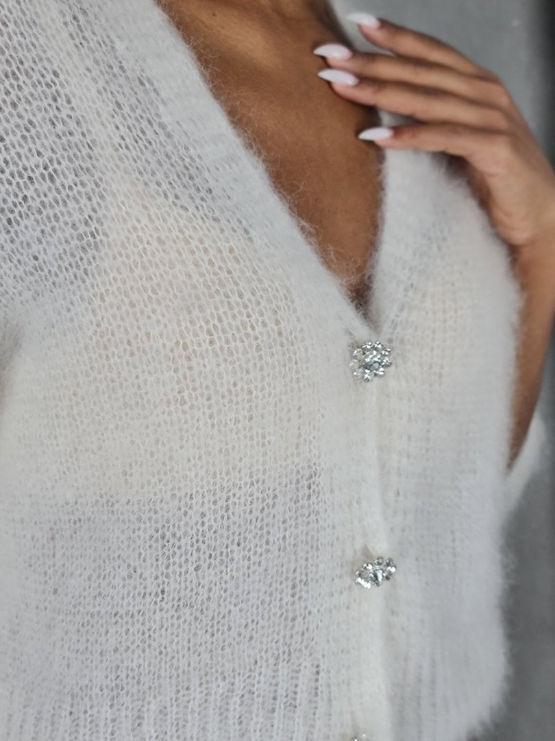 Кардиган Elegance бейби мохер молочный , фотография №2