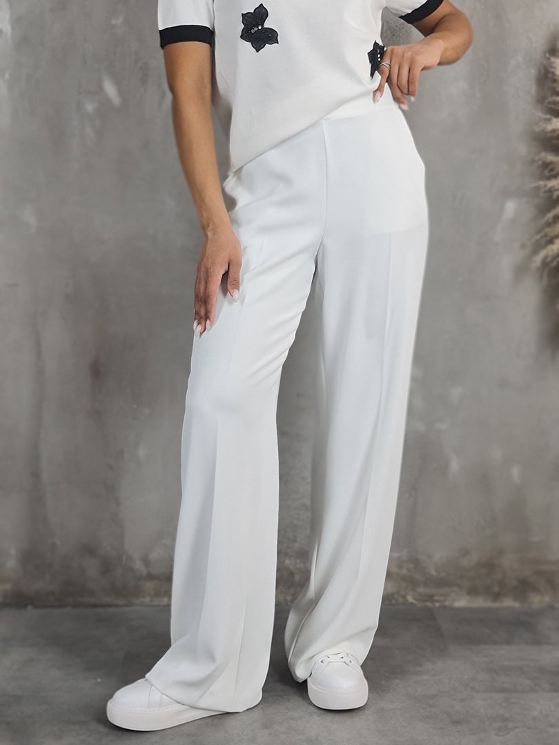 Брюки Imperial палаццо с карманами на резинке белые, фотография №1