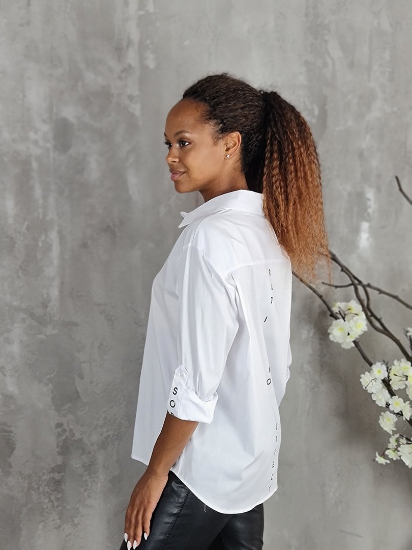 Рубашка Imperial с надписями на рукавах и спине белая, фотография №3