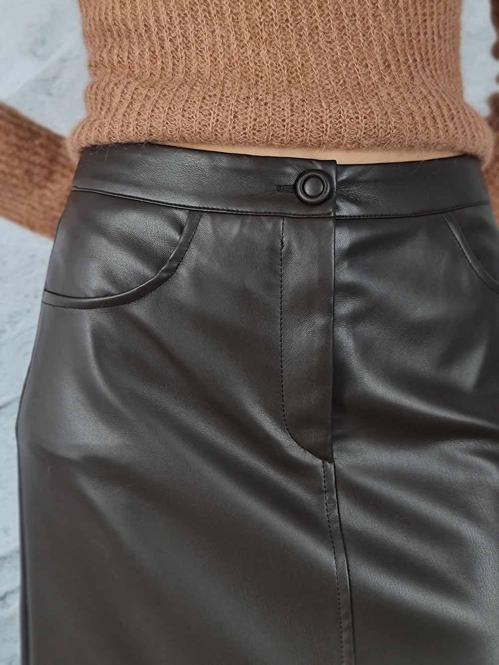 Юбка Imperial экокожа длинная шоколад, фотография №2