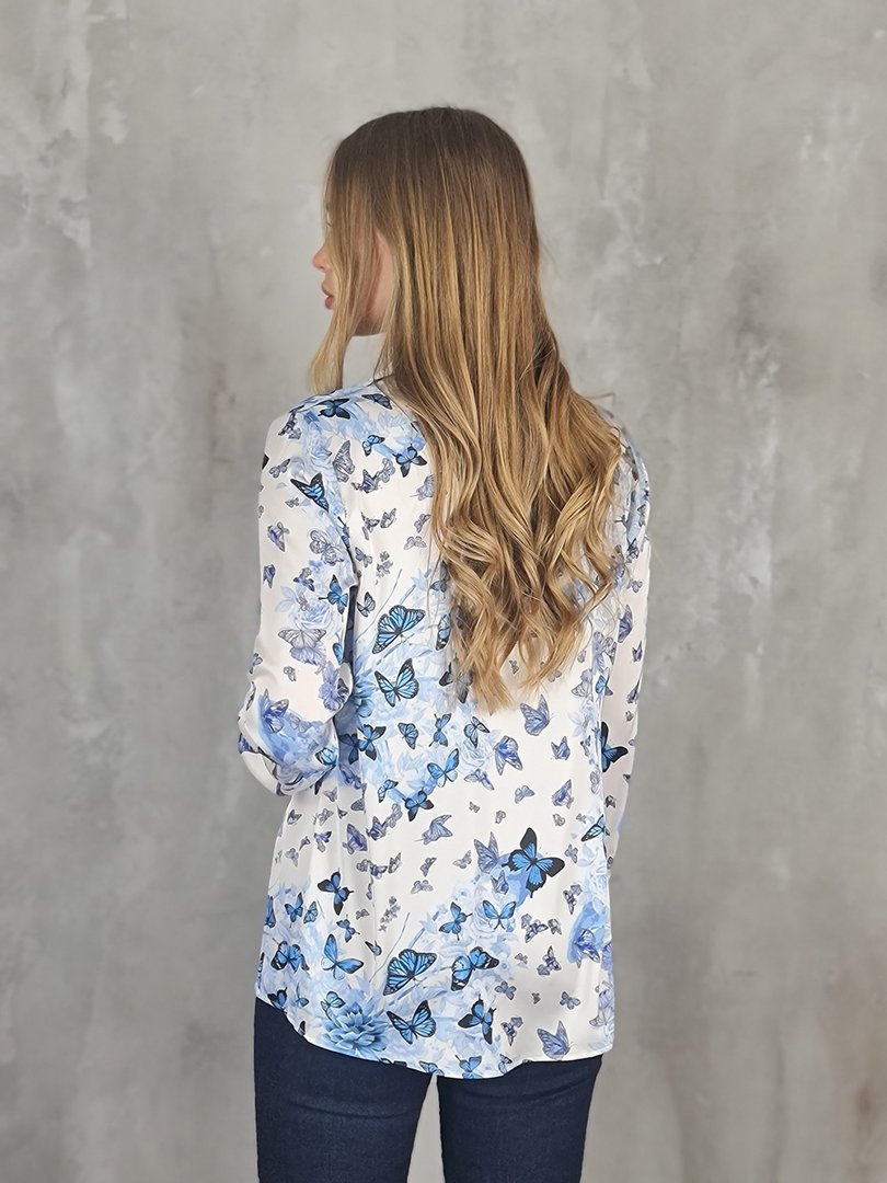 Рубашка Vicolo с голубыми бабочками молочная, фотография №3