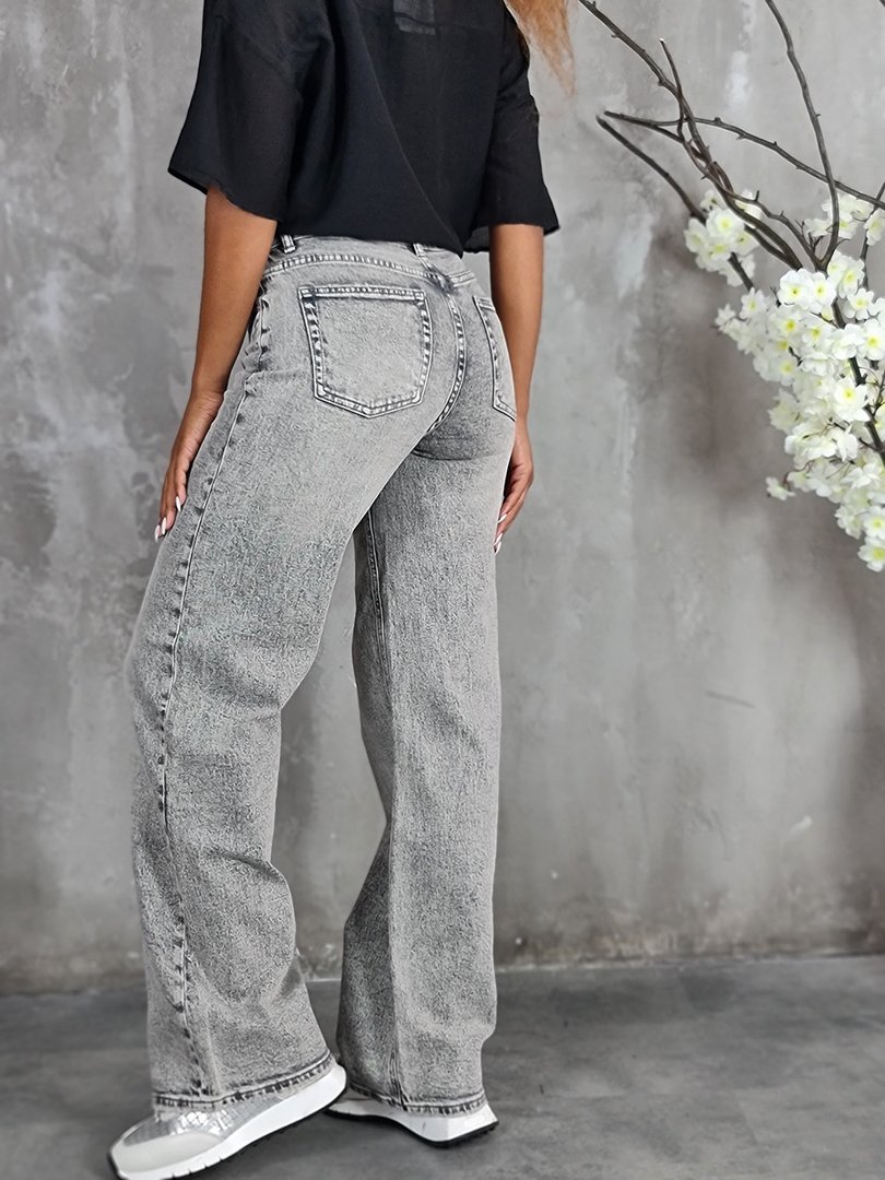 Джинсы Miss Bonbon прямые широкие графит , фотография №4