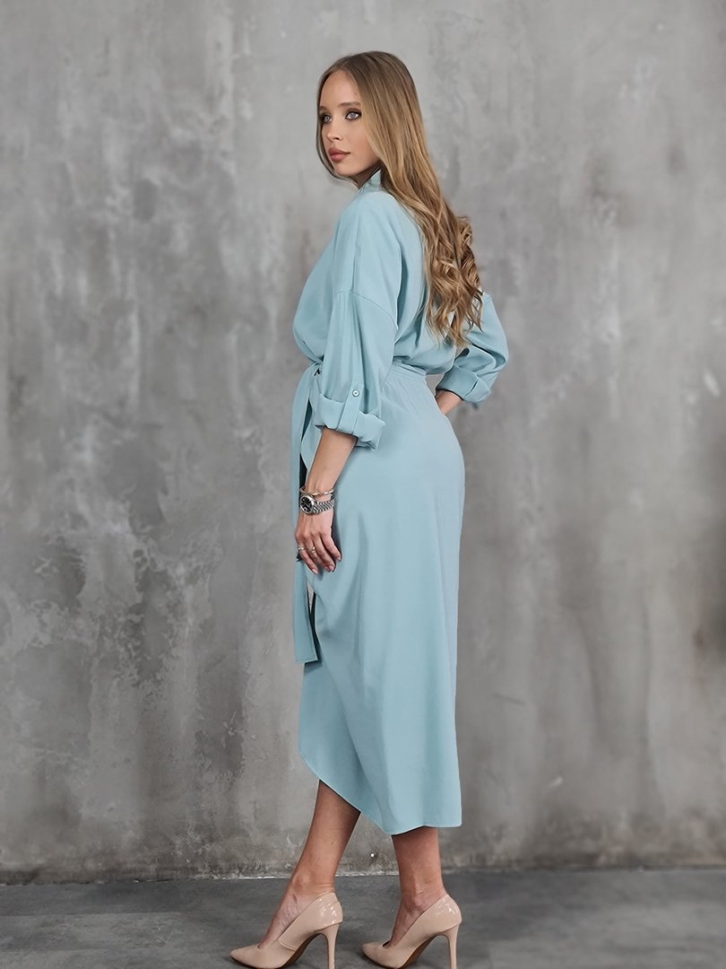 Платье CLOTHÉ с поясом бирюзовое, фотография №3
