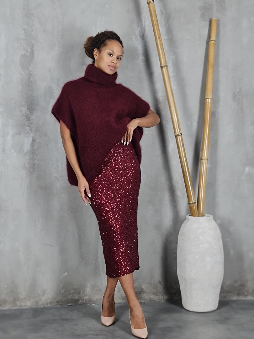 Юбка MIHO'S в пайетках винная , фотография №2