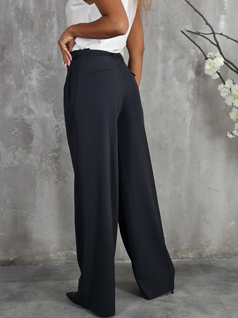 Брюки Imperial с тонким поясом прямые широкие черные, фотография №4