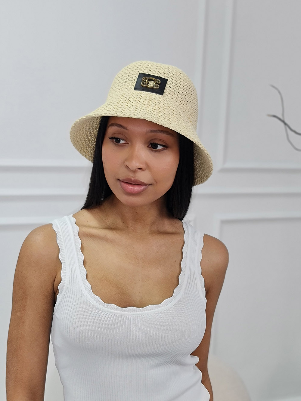 Панама с вставкой кремовая, фотография №1