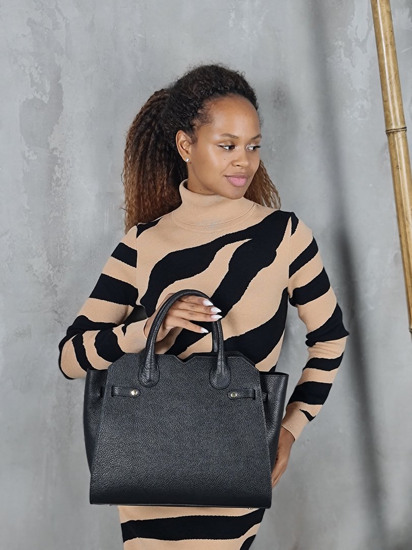 Сумка с короткими ручками черная, фотография №3