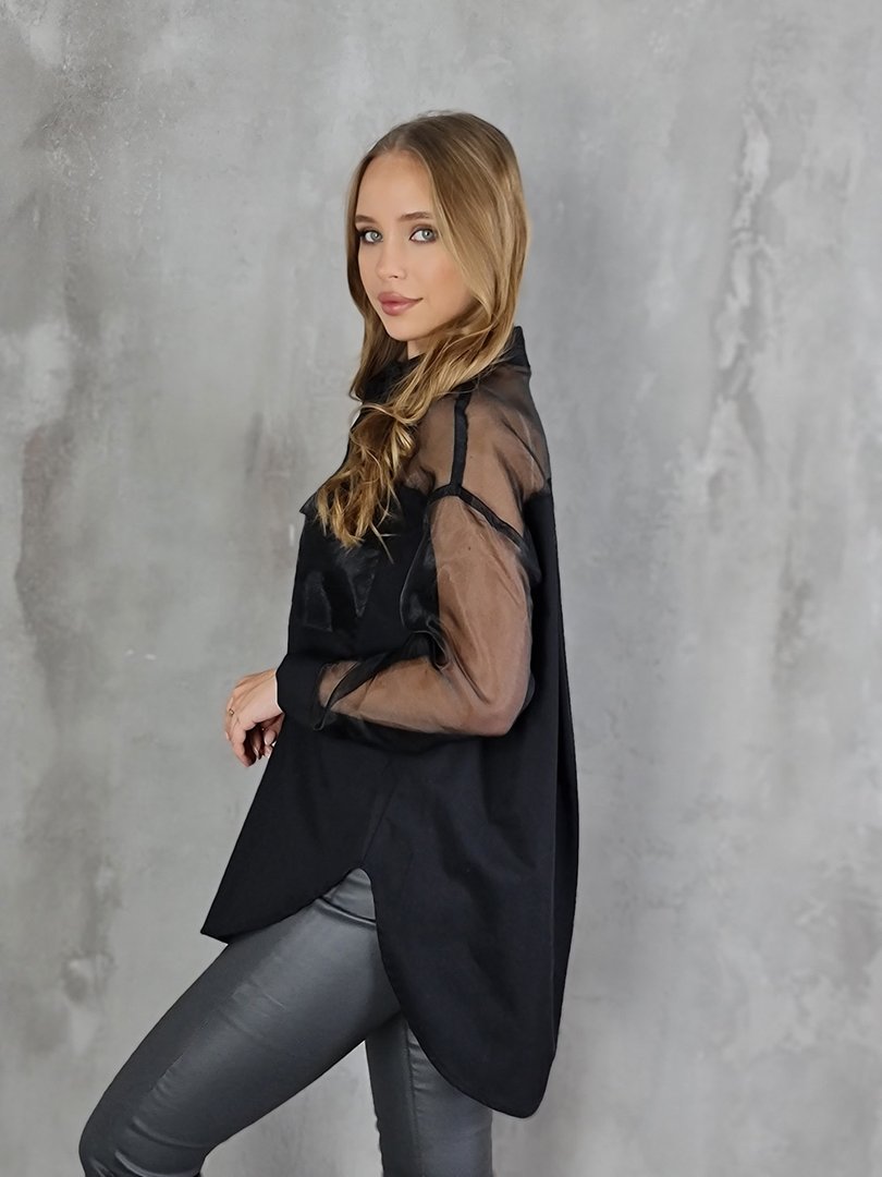 Рубашка Imperial с прозрачными рукавами чёрная, фотография №2