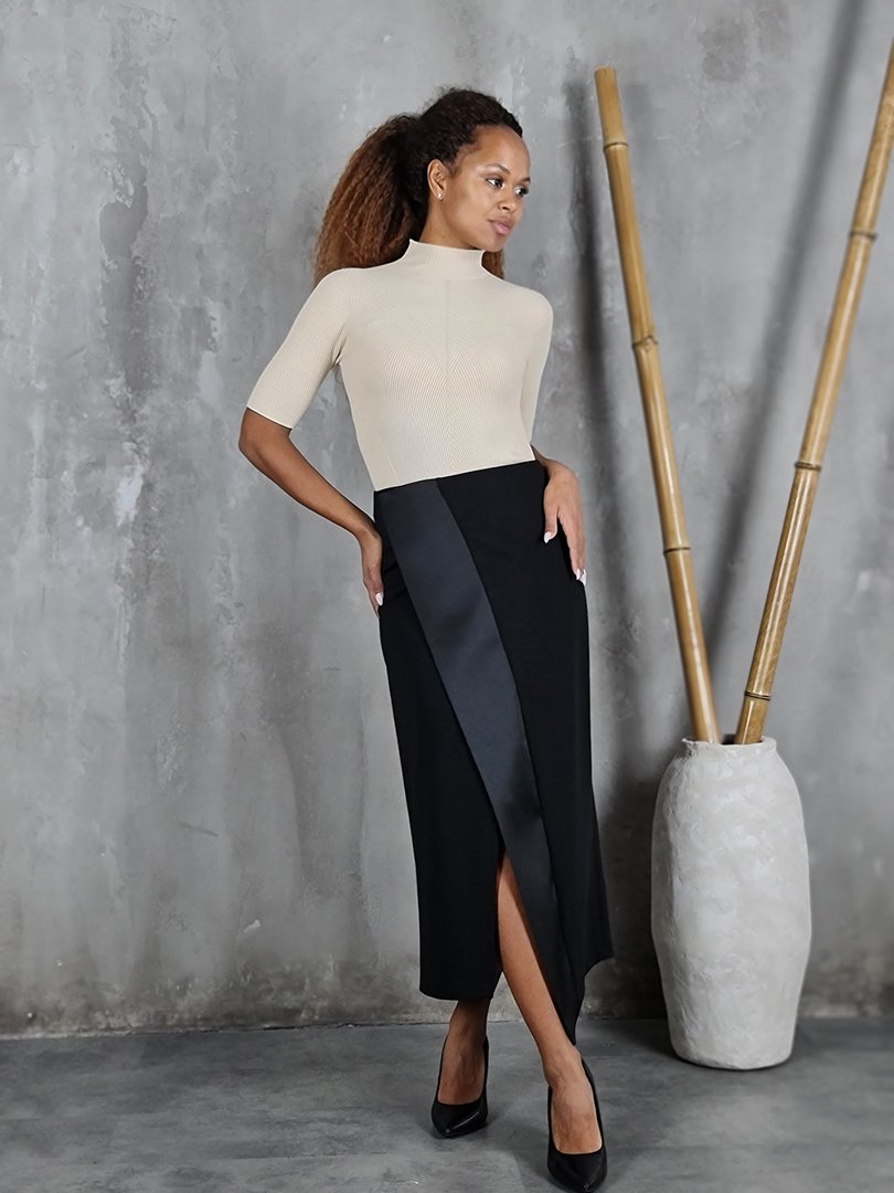 Юбка Imperial с разрезом и шелковой линией черная, фотография №2