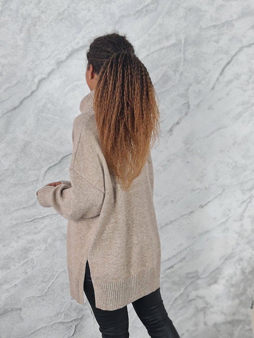 Джемпер Lara удлиненный с высоким горлом тортора, фотография №4