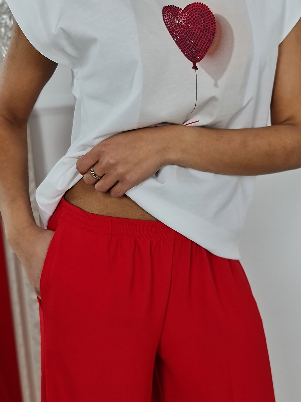 Брюки Imperial ткань холодок на резинке красные , фотография №3