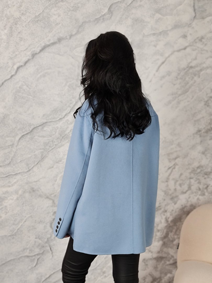 Полупальто Vicolo с двумя пуговицами голубое, фотография №4